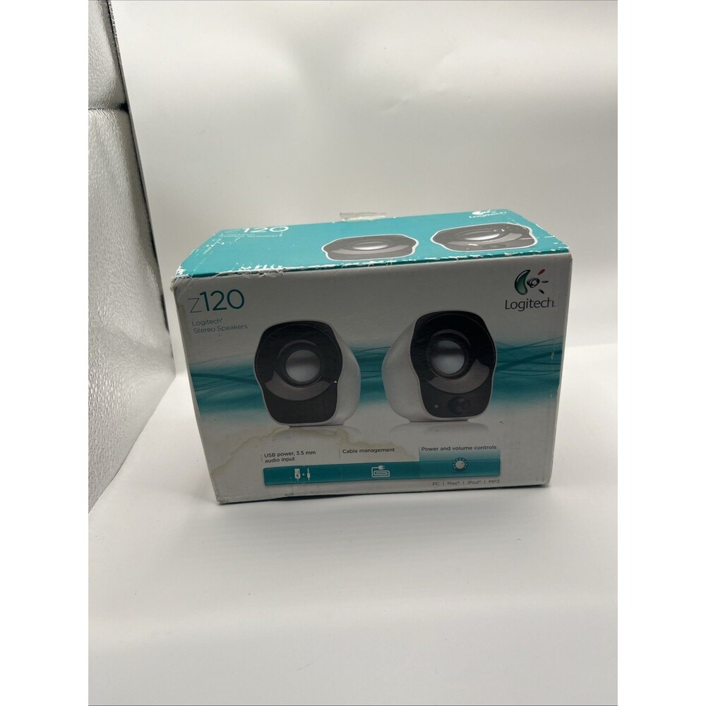 New Logitech Z120 Compact Stereo USB Powered Speakers - White(F6)